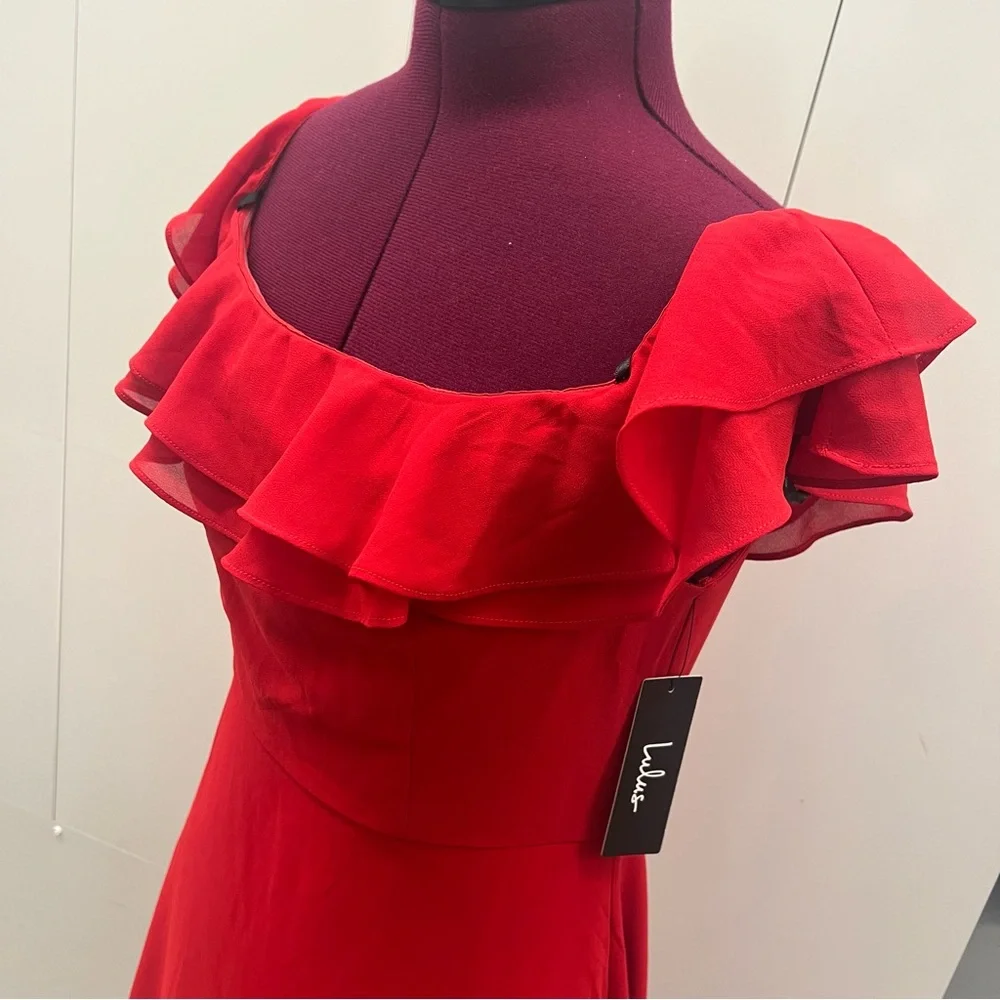 Red Ruffle Dress - Picture 8 of 10